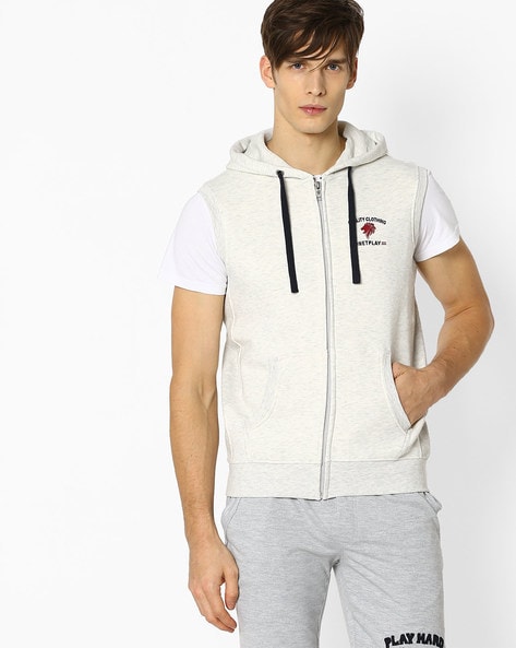 white sleeveless hoodie mens