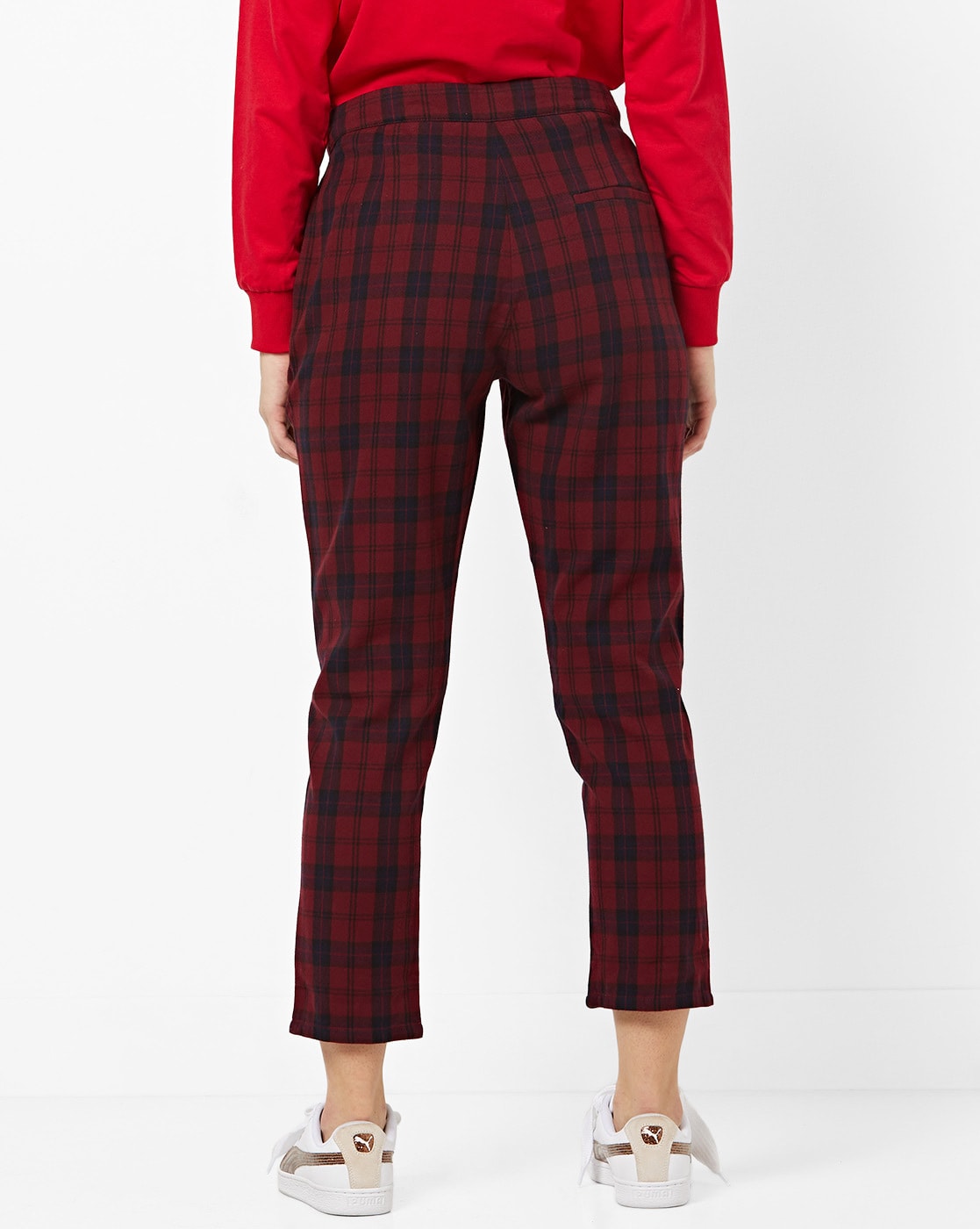 Crew Clothing Co. Womens Check Trousers (Red Check) | Sportpursuit.com