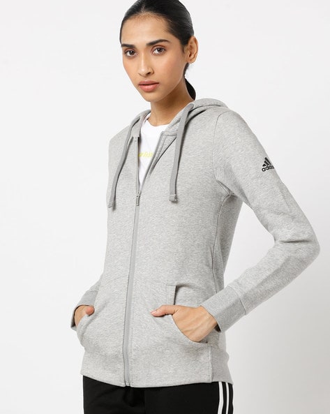 adidas grey zip up hoodie womens
