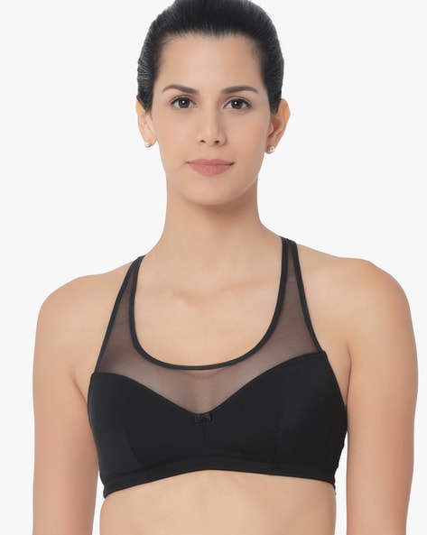 Padded Non-Wired Bra with Lace Panels