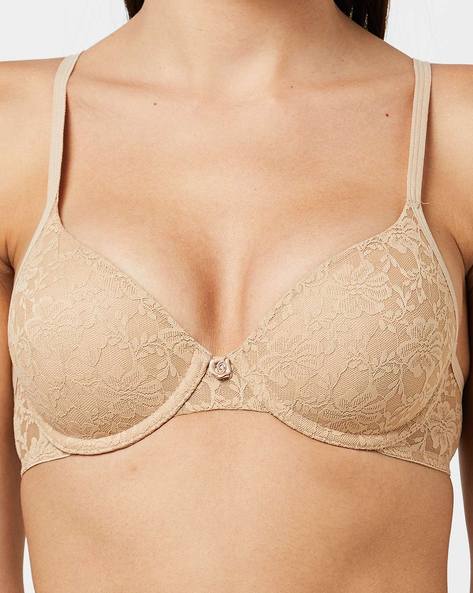 Lightly-Padded Wired Full Coverage Seamless Floral Lace Bra - BRA10301