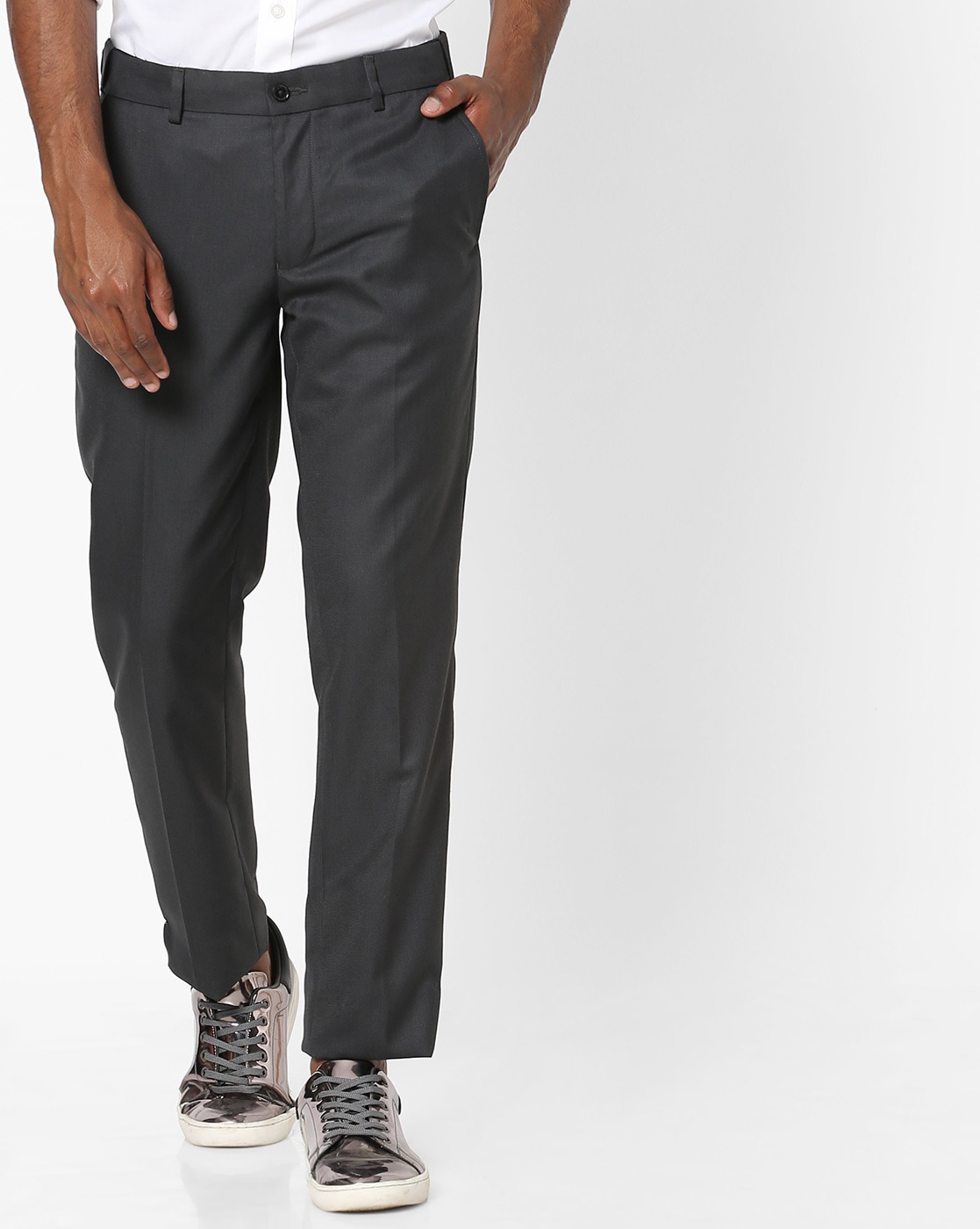 Windowpane Check Birdseye Travel Suit Trousers  Charcoal Grey  Charles  Tyrwhitt