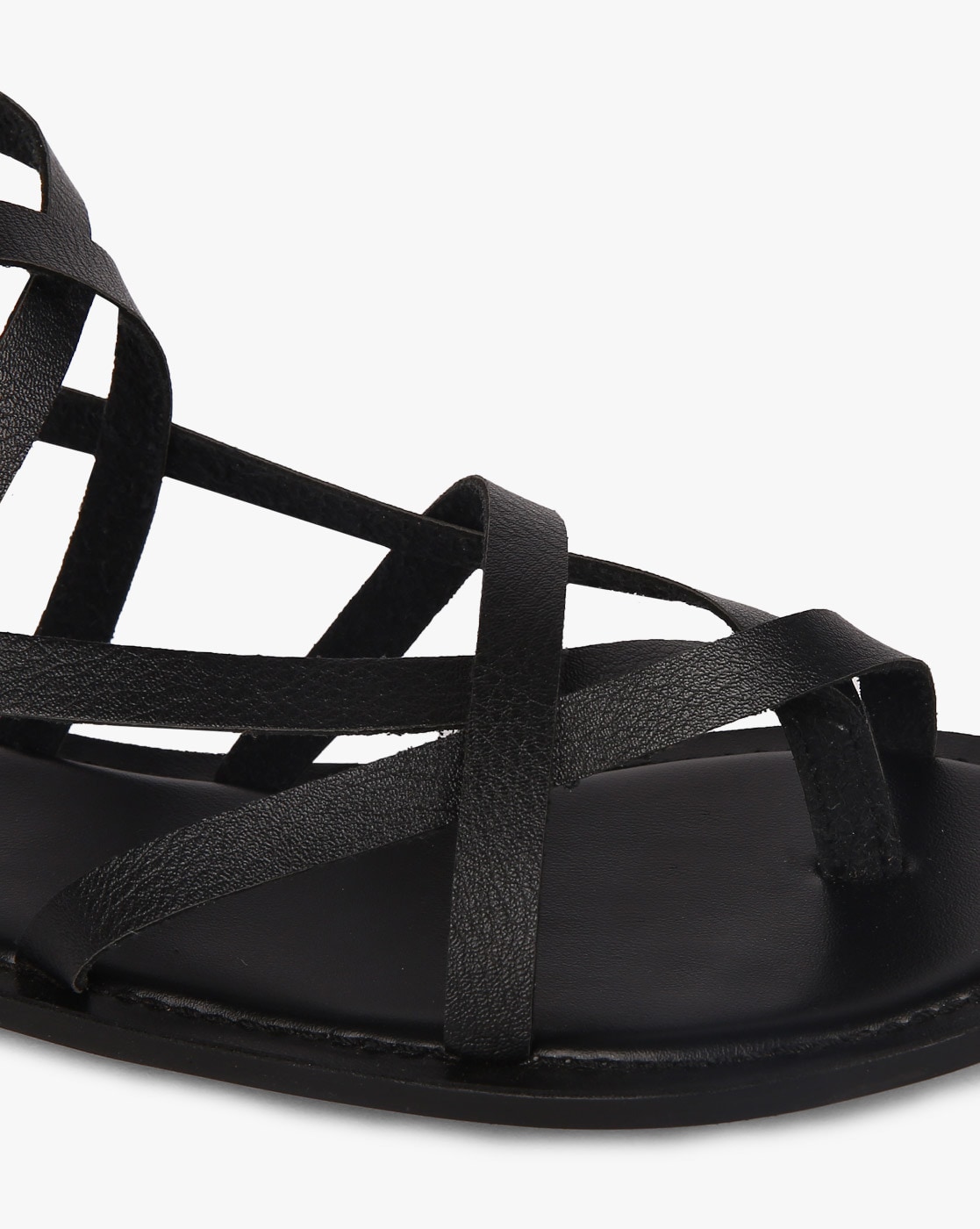 Black strappy outlet flat shoes