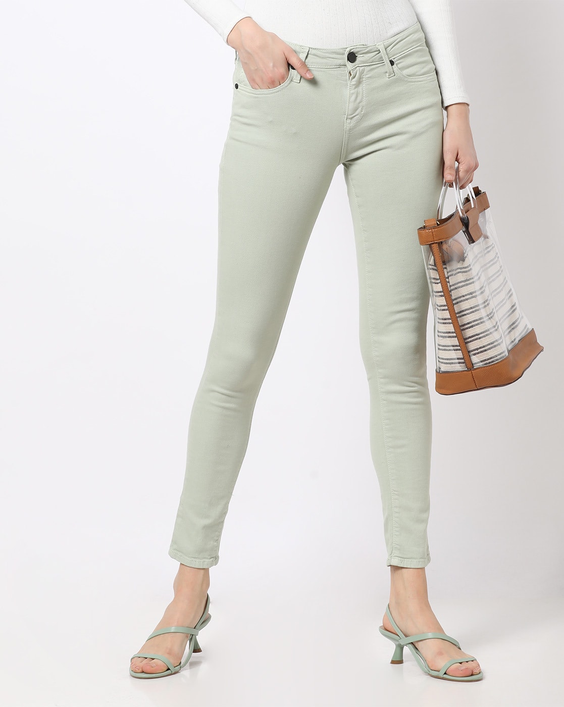 mint green skinny jeans