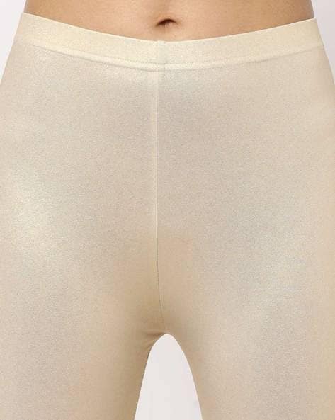 Buy De Moza Ladies Solid Poly Ankle Length Leggings Gold Online at