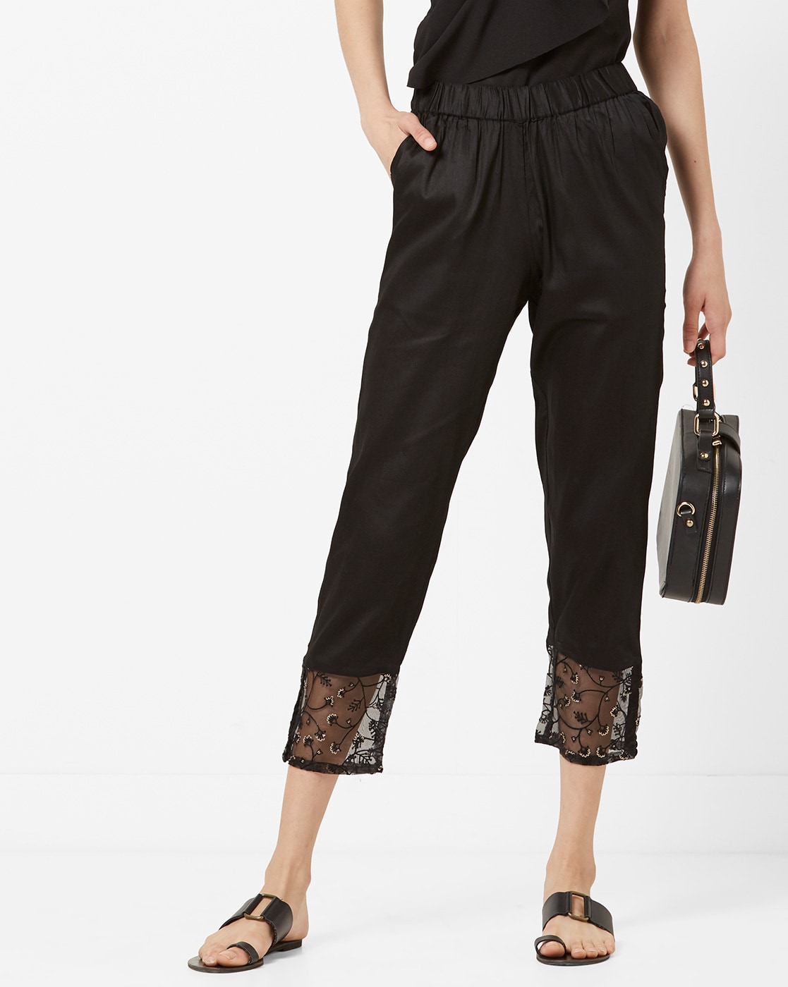301 - Black Casual Lace Pant For Women - Cigarette pants - Straight Pant