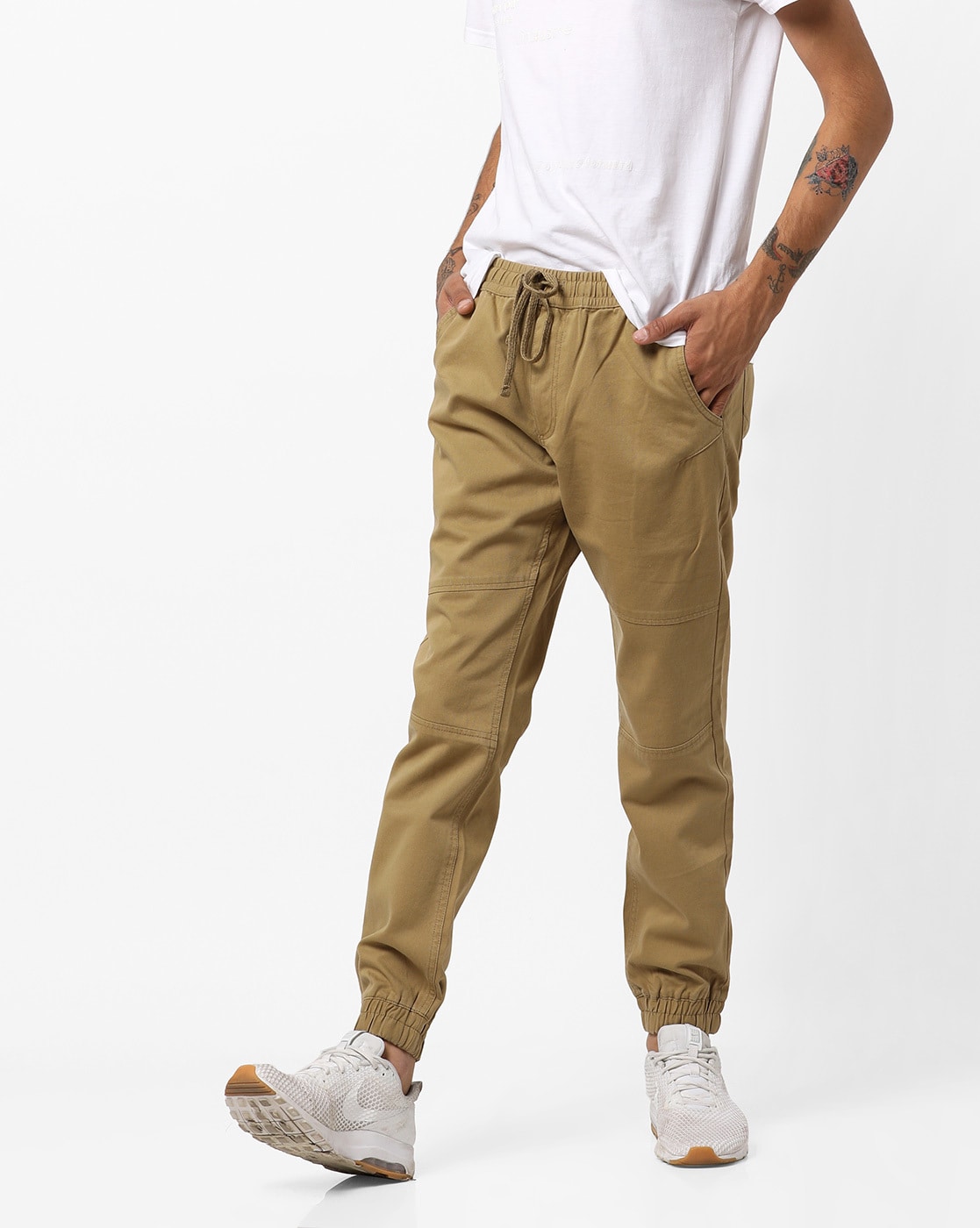 slim khaki joggers