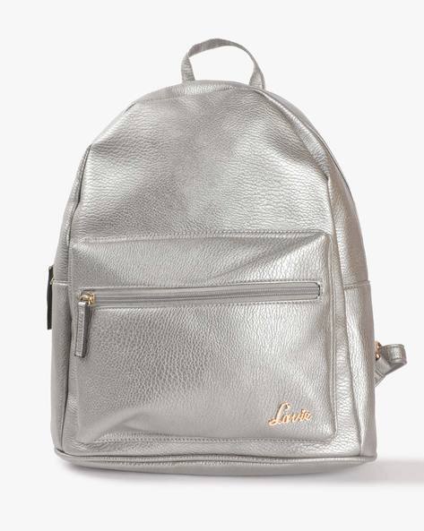 silver metallic backpack