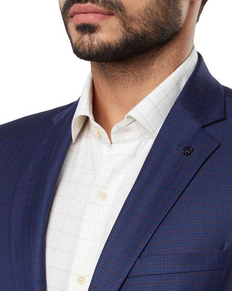 raymond blue check suit