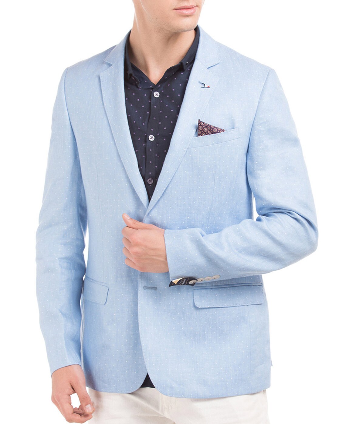 light blue textured blazer