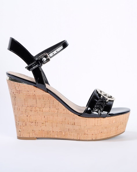 Sans Heart Logo Wedge Sandals | GUESS Factory