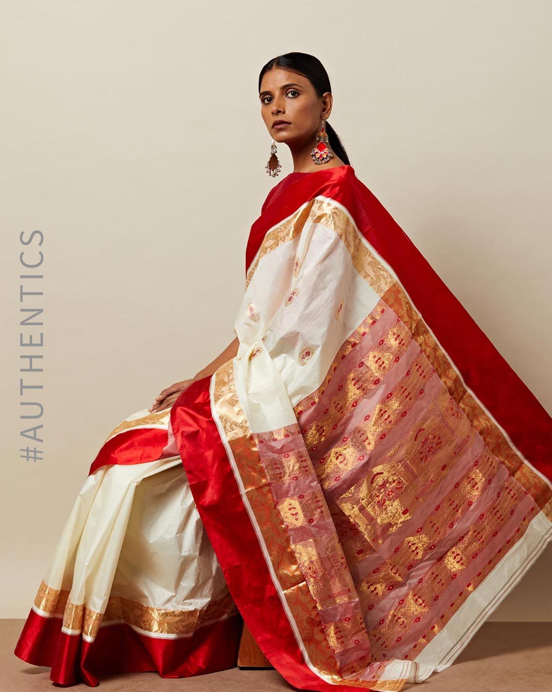 Portrait Of Beautiful Indian Bengali Female Woman In Red And White  Traditional Ethnic Saree And Jewellery In Studio Lighting Indoor Indian  Culture Religion And Fashion Stock Photo - Download Image Now - iStock