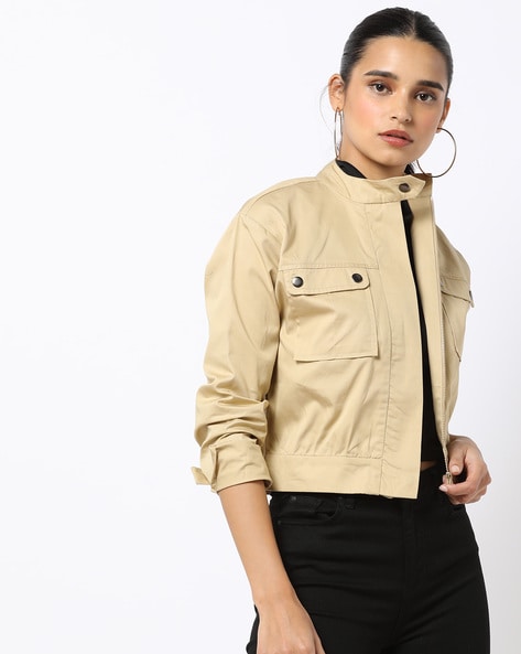 khaki cotton jacket women's