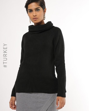 Textured Pullover with Cowl Neck