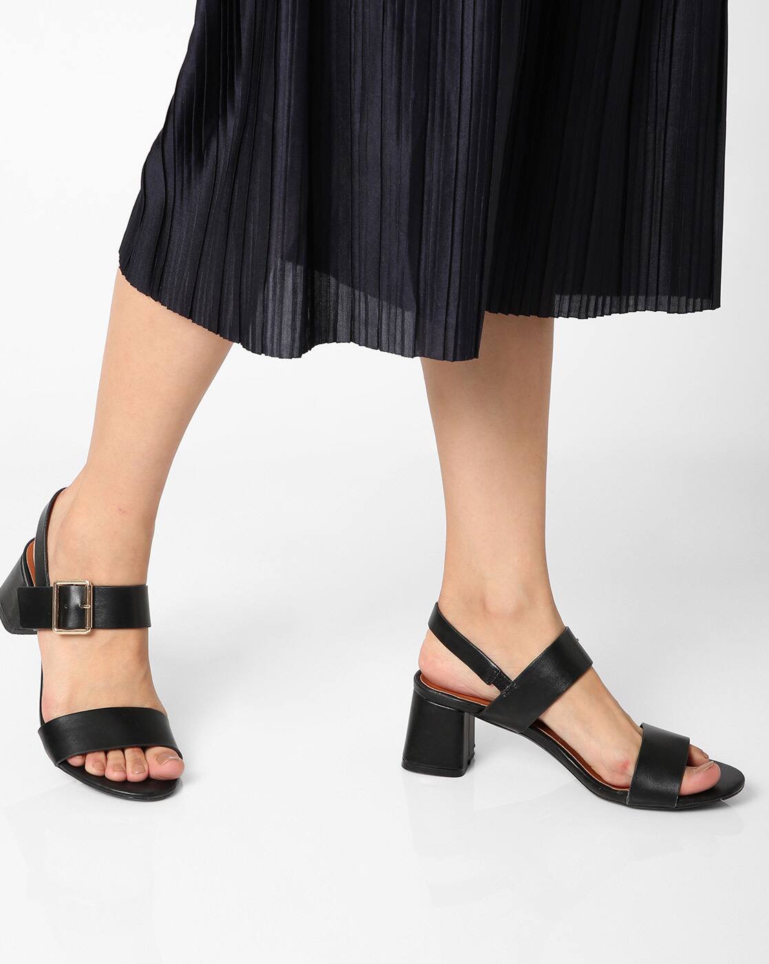 Buy Black Heeled Sandals for Women by AJIO Online | Ajio.com