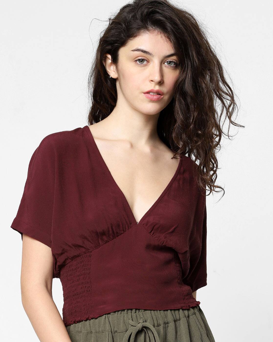 V neck tops ajio Clearance