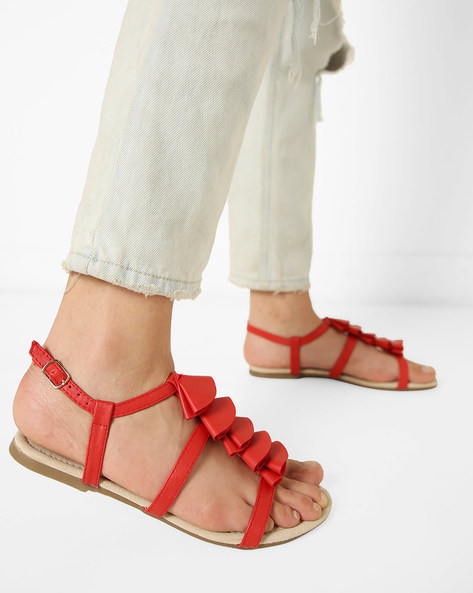 Red on sale ruffle sandals