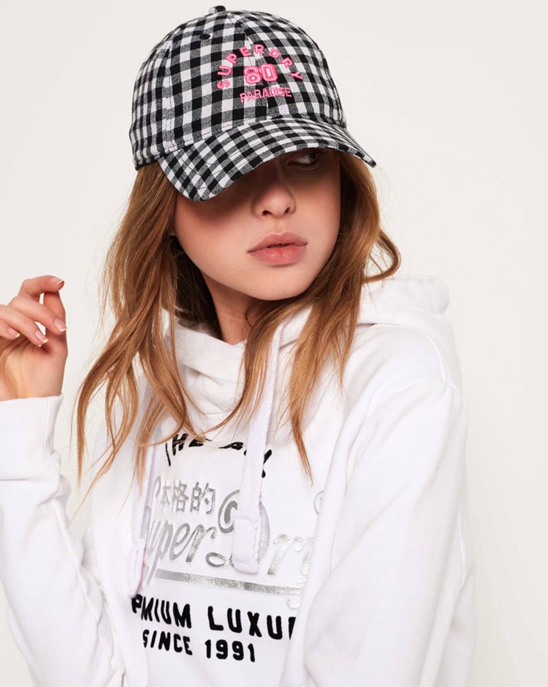 Black and white store checkered baseball cap