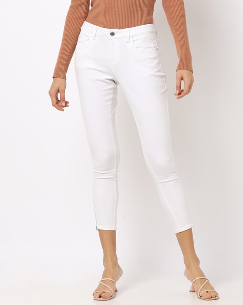 Mid-Calf Jeans with Zipper Hems