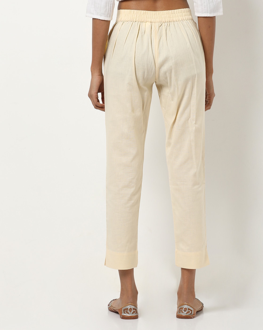 Buy Gulabo by AJSK Solid Ankle Length Pants | White Color Women | AJIO LUXE