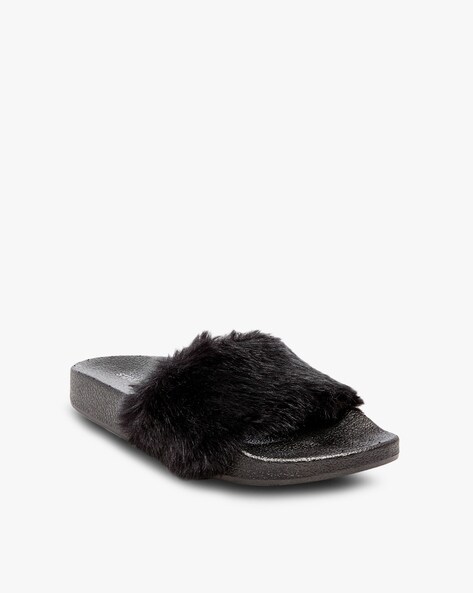 black flat slides