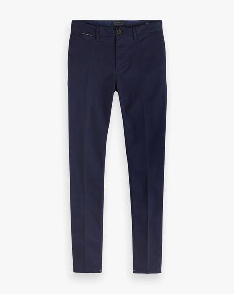 Scotch Men Mid-Rise Slim Fit Flat-Front Trousers