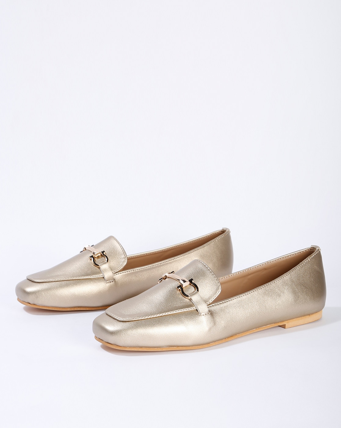 Buy Gold Flat Shoes for Women by Curiozz Online 