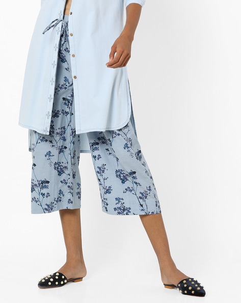 Printed Culottes with Drawstring Waist Price in India