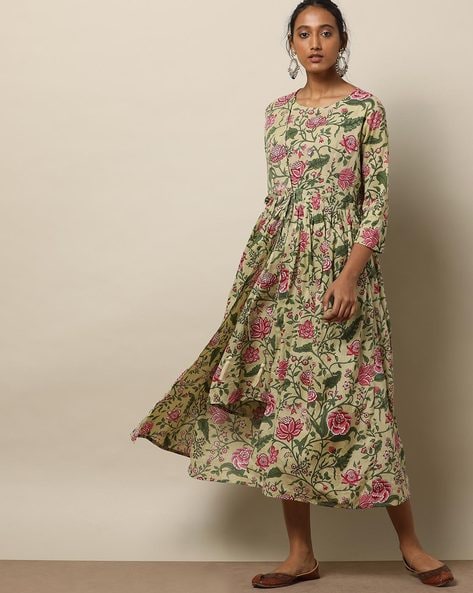 Rajasthani Traditional Cotton Designer long Dress in Jaipuri Printed (Free  Size UPTO 44XL) Pack of 2