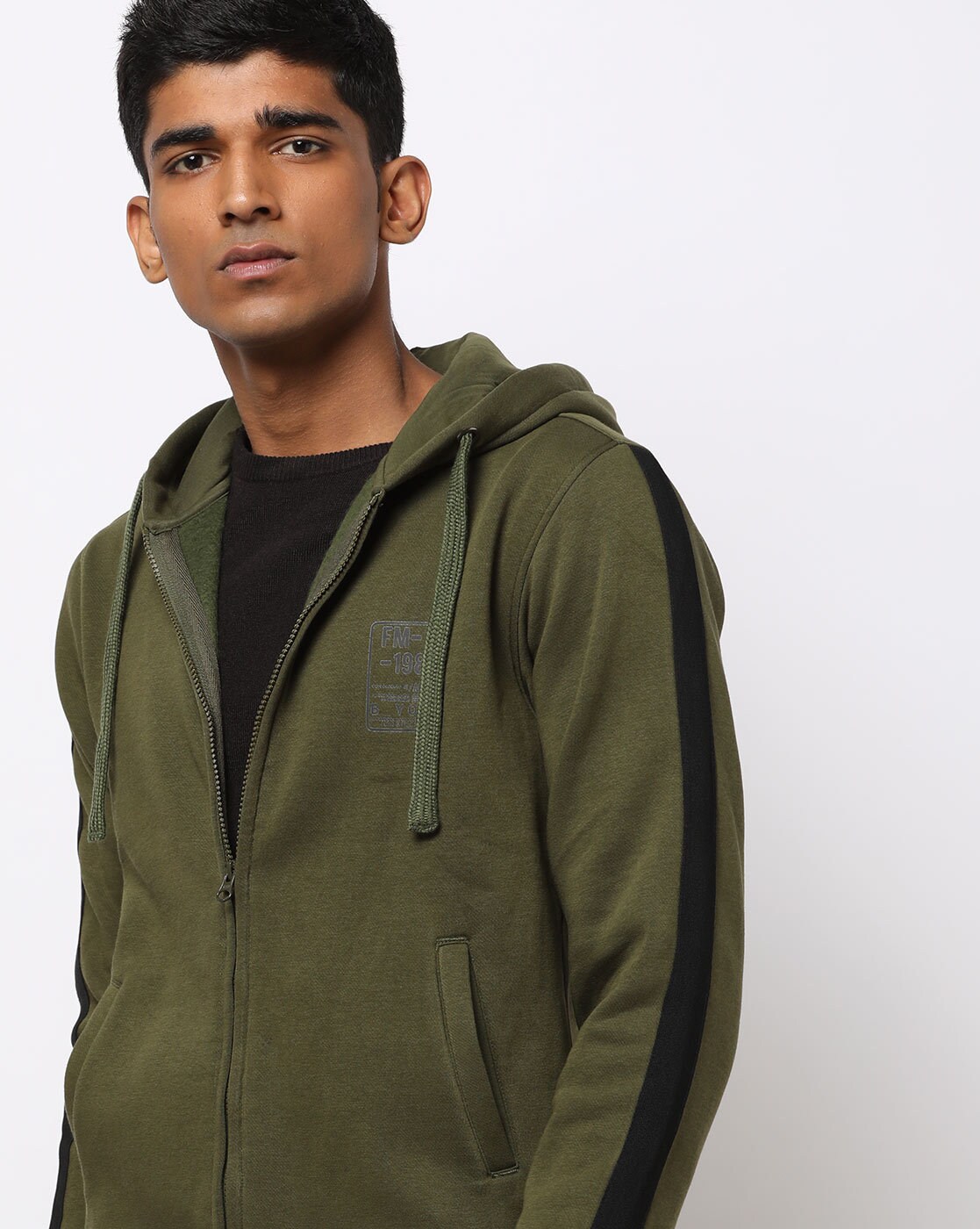 olive green hooded sweatshirt