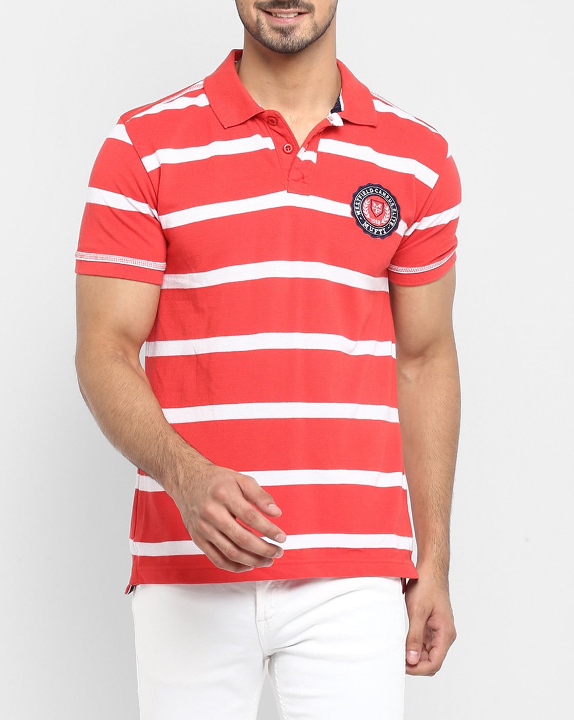 red and white striped polo t shirt