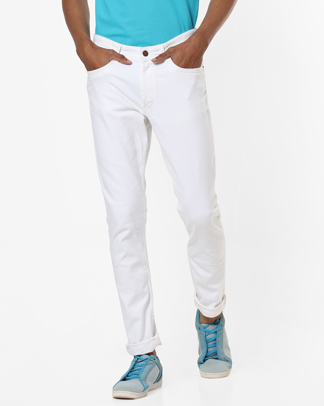 relaxed fit white jeans