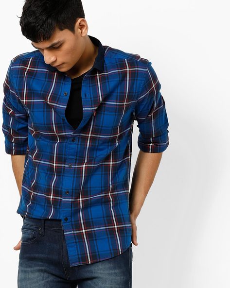 Levis blue check outlet shirt