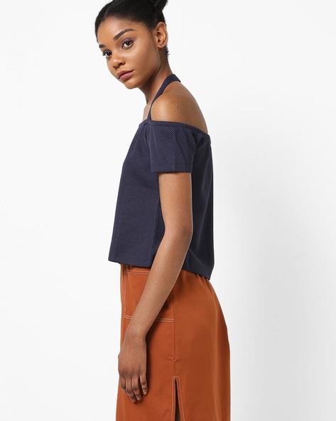 Halter neck off shoulder sales tops