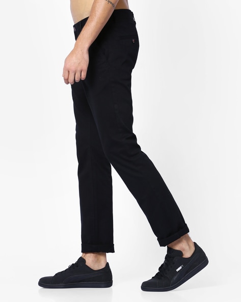 Black Straight Fit Linen Blend Chino Pant – JACHS NY