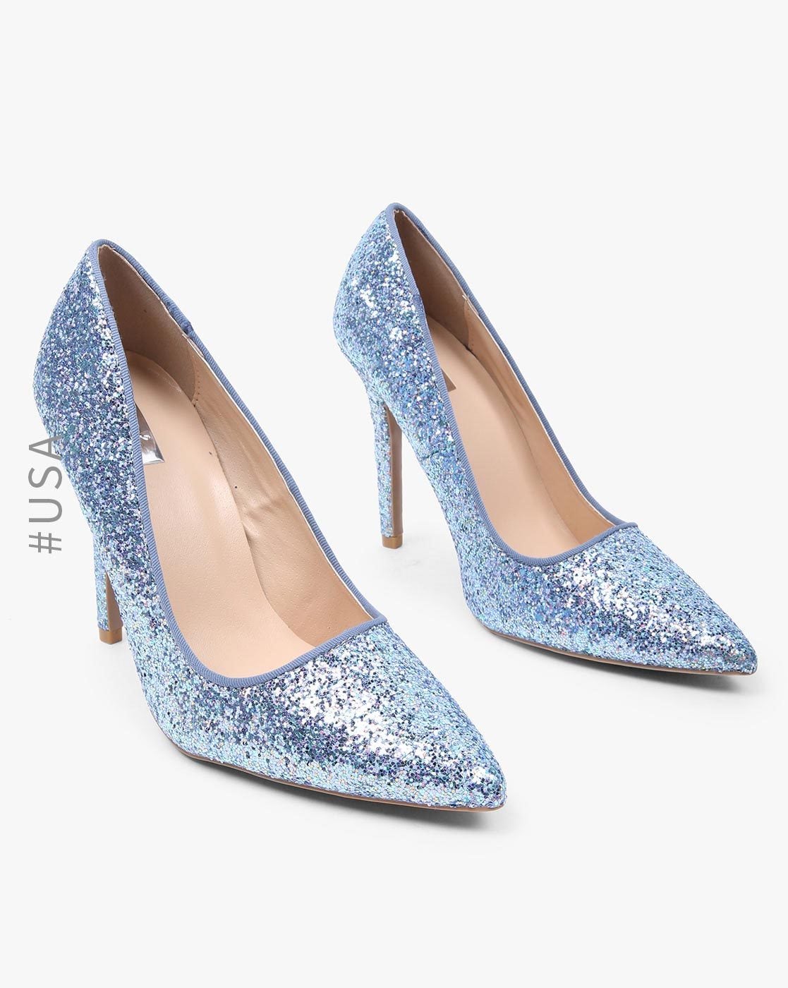 light blue glitter heels