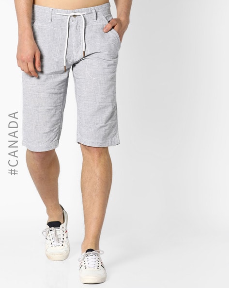 mens linen capri shorts