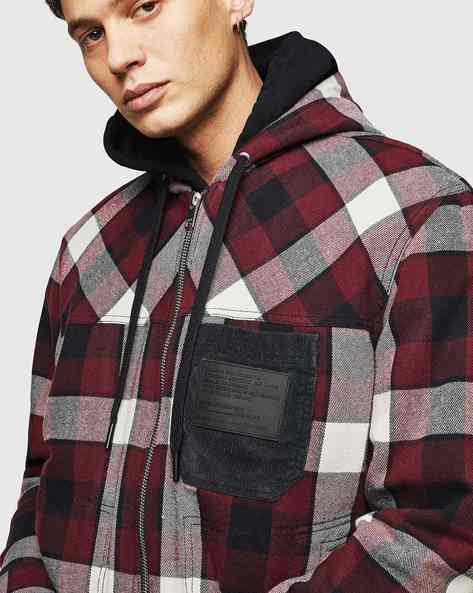 Buy Checked Hooded Shirt with Kangaroo Pocket Online at Best Prices in  India - JioMart.