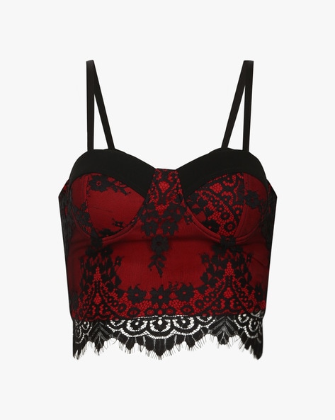 Bustier Lace Top with Scalloped Hems