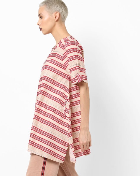 Crew neck asymmetric stripe shift sale dresses