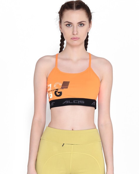 Typographic Print Sports Bra