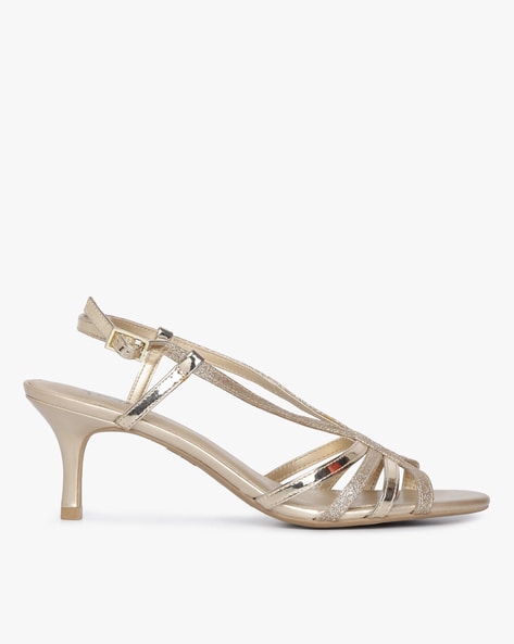 Gold Heeled Sandals for Women by FIONI 