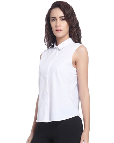 sleeveless women's shirts with collar