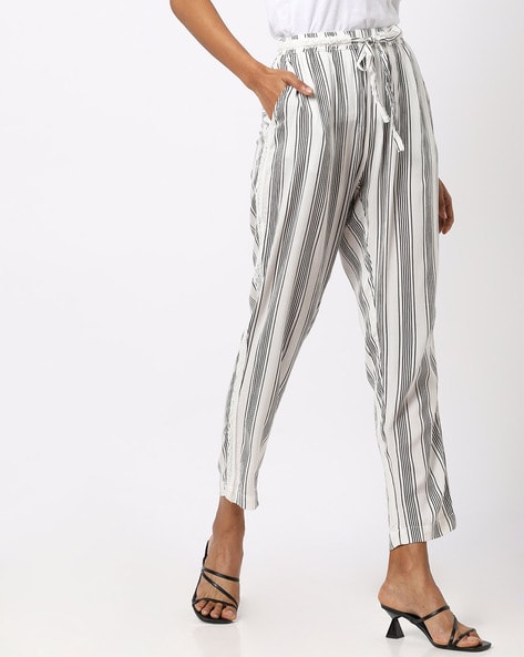 9ZEUS Designer Women White Crop Top With Blue and White Striped Pants/ Trouser - Pant and Top Set for Women for Casual : Amazon.in: Clothing &  Accessories