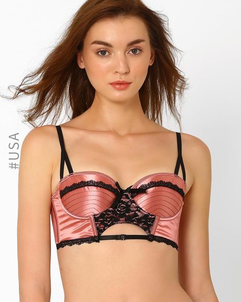 Satin Push-Up Bra with Lace