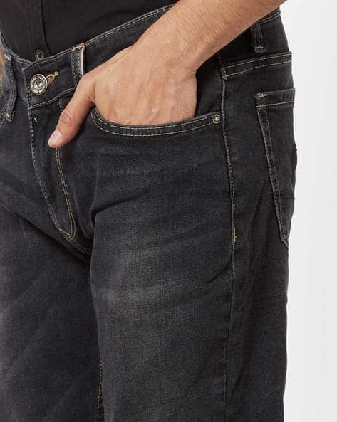 Lightly Washed Low-Rise Flared Jeans (Image - 2)