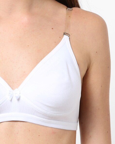 Buy Clovia Cotton Bra With Transparent Straps & Back White - Bra for Women  1604021