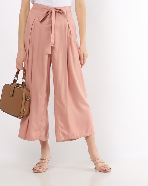 Mid-Rise Culottes with Waist Tie-Up