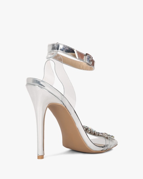 Qupid clear store stiletto heeled sandals