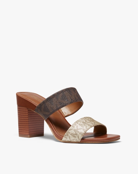 Buy Michael Kors Glenda Dual Strap Heeled Sandals Brown Color